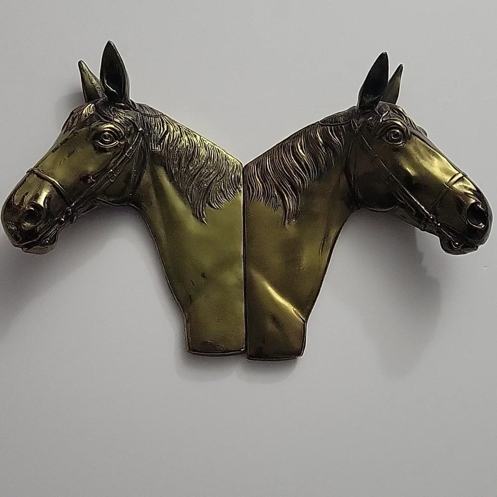 Vintage Brass Toned Thoroughbred Horse Relief 10